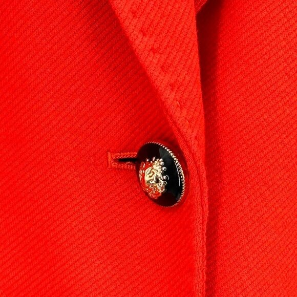 Talbots Womens orange Blazer Jacket Size 10 Cotton Blend crest Button lined - Picture 8 of 14
